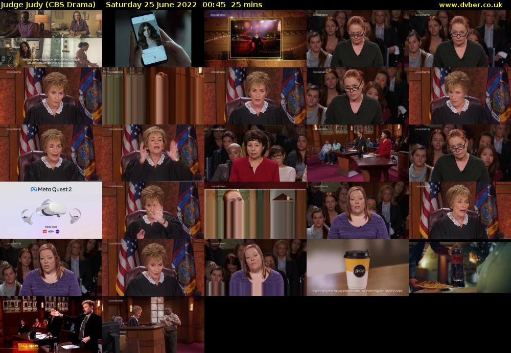 Judge Judy (CBS Drama) Saturday 25 June 2022 00:45 - 01:10