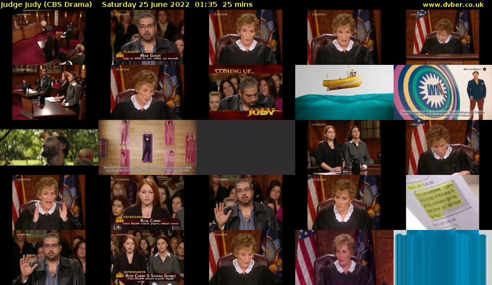 Judge Judy (CBS Drama) Saturday 25 June 2022 01:35 - 02:00