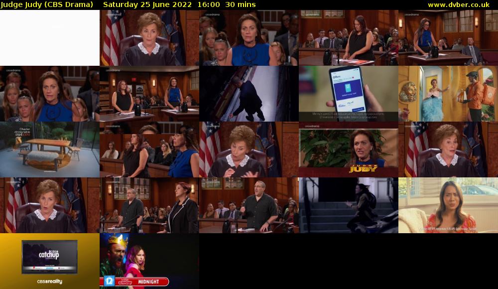 Judge Judy (CBS Drama) Saturday 25 June 2022 16:00 - 16:30