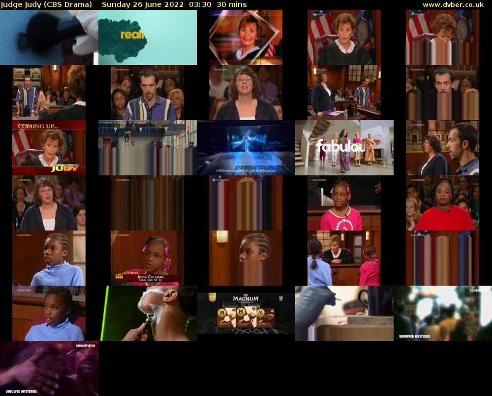 Judge Judy (CBS Drama) Sunday 26 June 2022 03:30 - 04:00