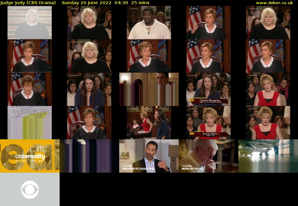 Judge Judy (CBS Drama) Sunday 26 June 2022 04:30 - 04:55