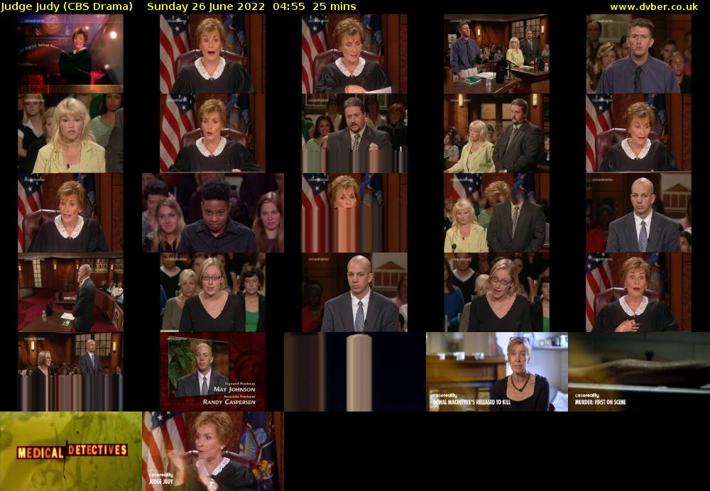 Judge Judy (CBS Drama) Sunday 26 June 2022 04:55 - 05:20