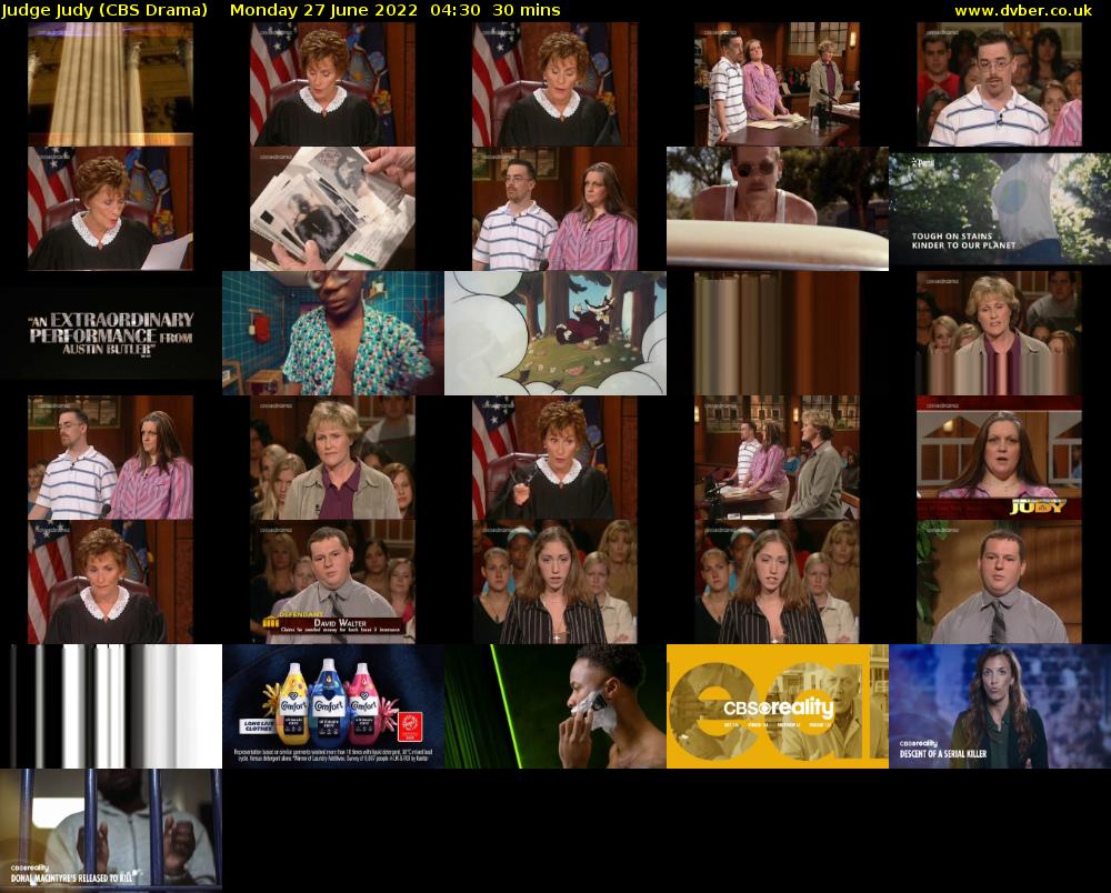 Judge Judy (CBS Drama) Monday 27 June 2022 04:30 - 05:00