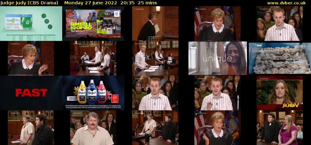 Judge Judy (CBS Drama) Monday 27 June 2022 20:35 - 21:00
