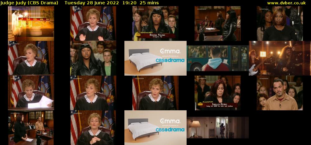 Judge Judy (CBS Drama) Tuesday 28 June 2022 19:20 - 19:45