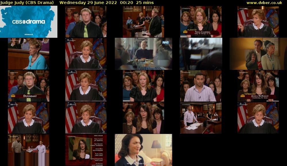 Judge Judy (CBS Drama) Wednesday 29 June 2022 00:20 - 00:45