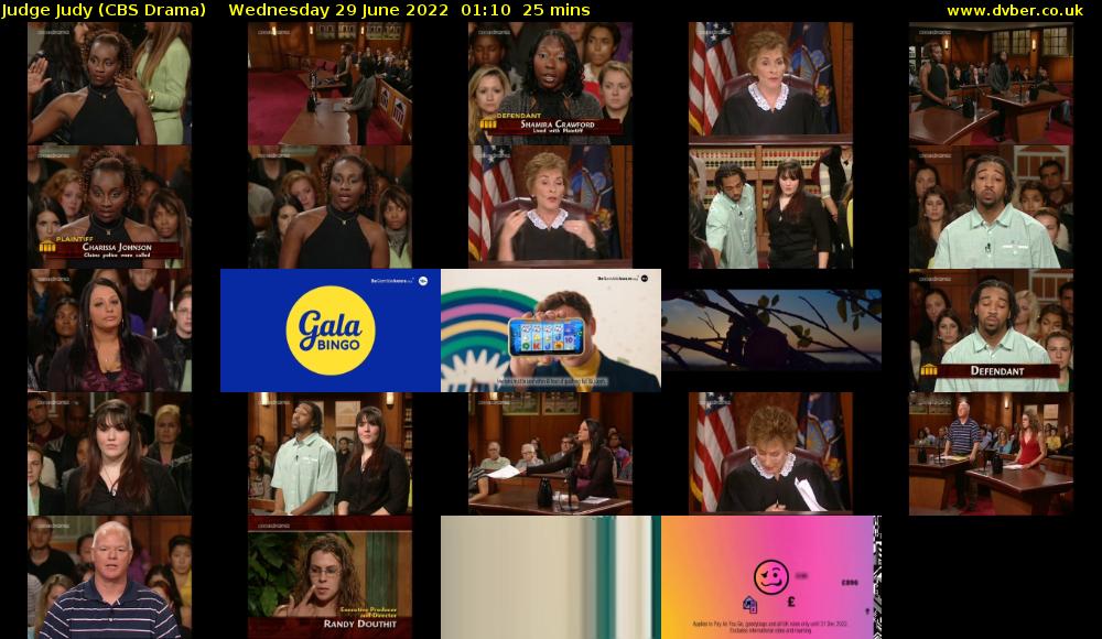 Judge Judy (CBS Drama) Wednesday 29 June 2022 01:10 - 01:35