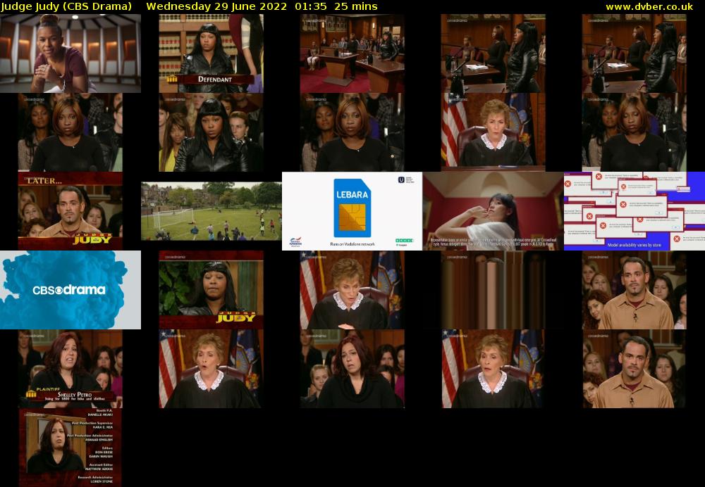 Judge Judy (CBS Drama) Wednesday 29 June 2022 01:35 - 02:00