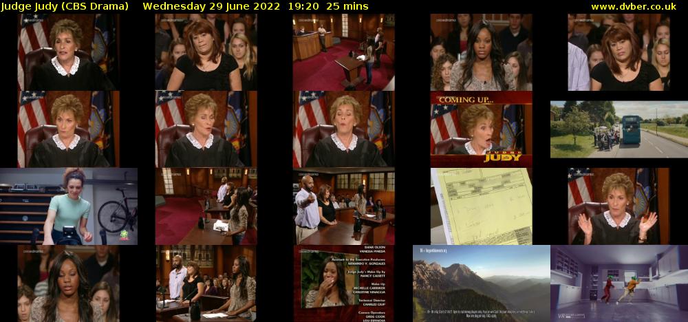 Judge Judy (CBS Drama) Wednesday 29 June 2022 19:20 - 19:45