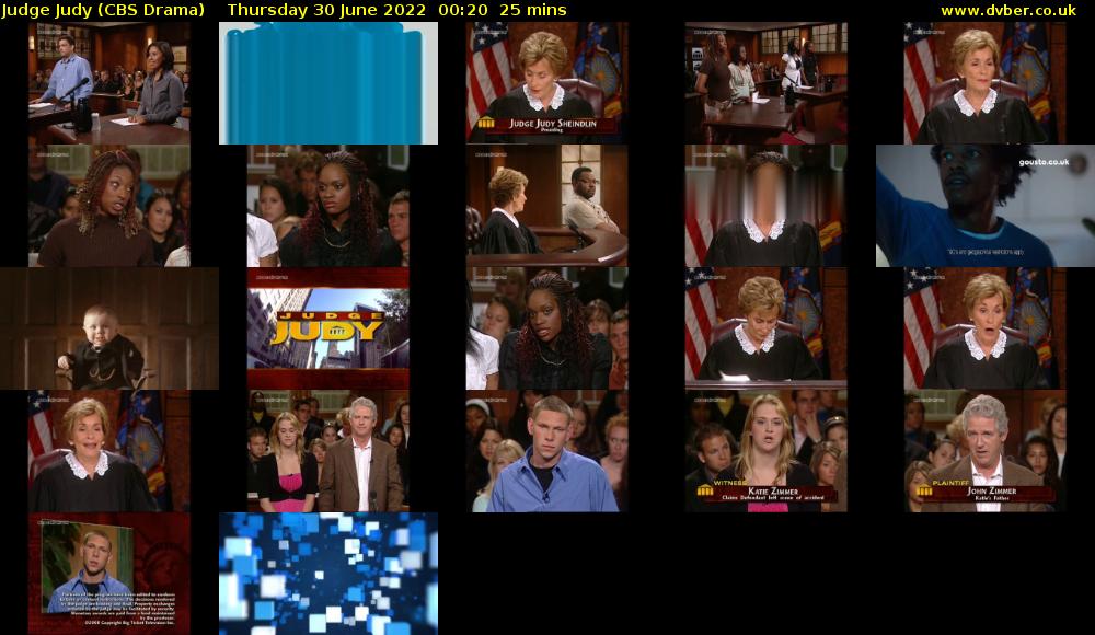 Judge Judy (CBS Drama) Thursday 30 June 2022 00:20 - 00:45