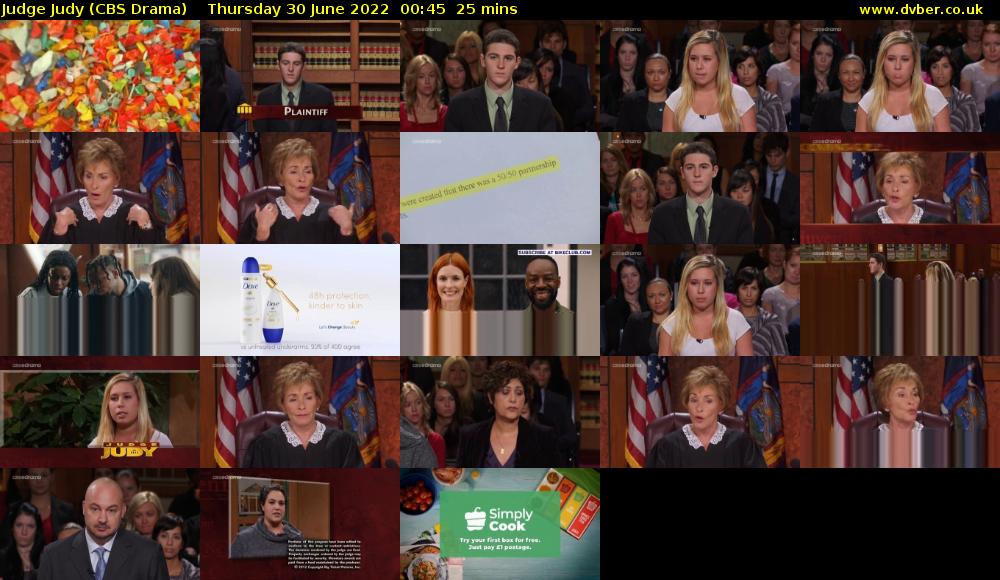 Judge Judy (CBS Drama) Thursday 30 June 2022 00:45 - 01:10