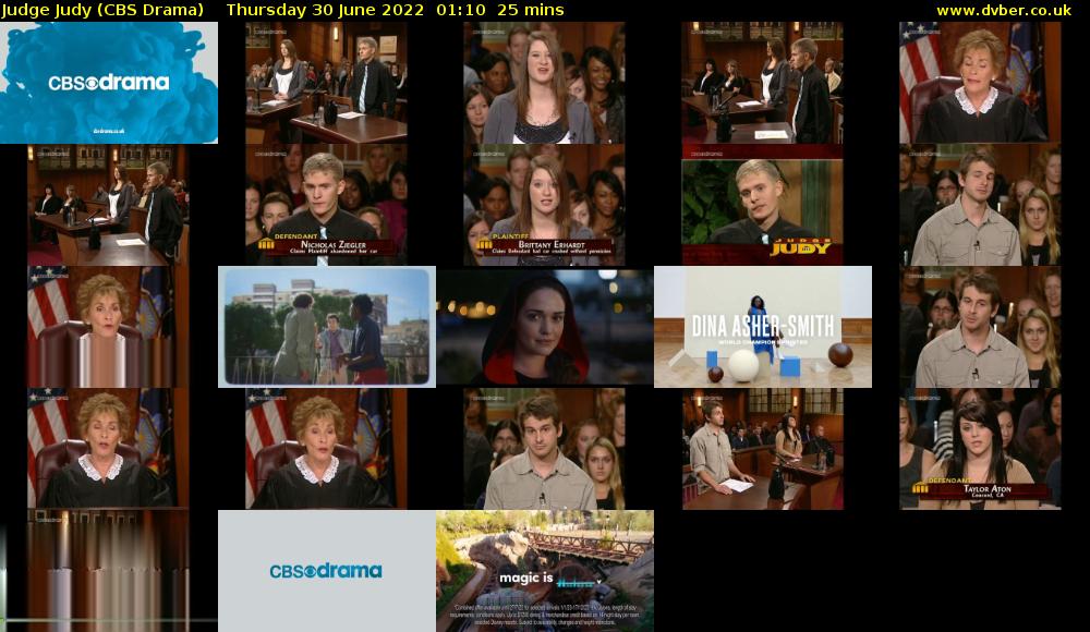Judge Judy (CBS Drama) Thursday 30 June 2022 01:10 - 01:35