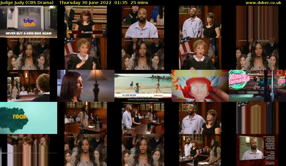 Judge Judy (CBS Drama) Thursday 30 June 2022 01:35 - 02:00