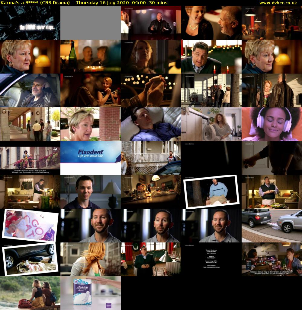 Karma's a B****! (CBS Drama) Thursday 16 July 2020 04:00 - 04:30