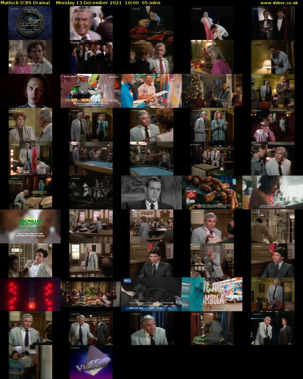Matlock (CBS Drama) Monday 13 December 2021 10:00 - 11:05