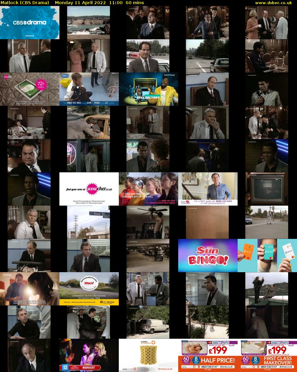 Matlock (CBS Drama) Monday 11 April 2022 11:00 - 12:00