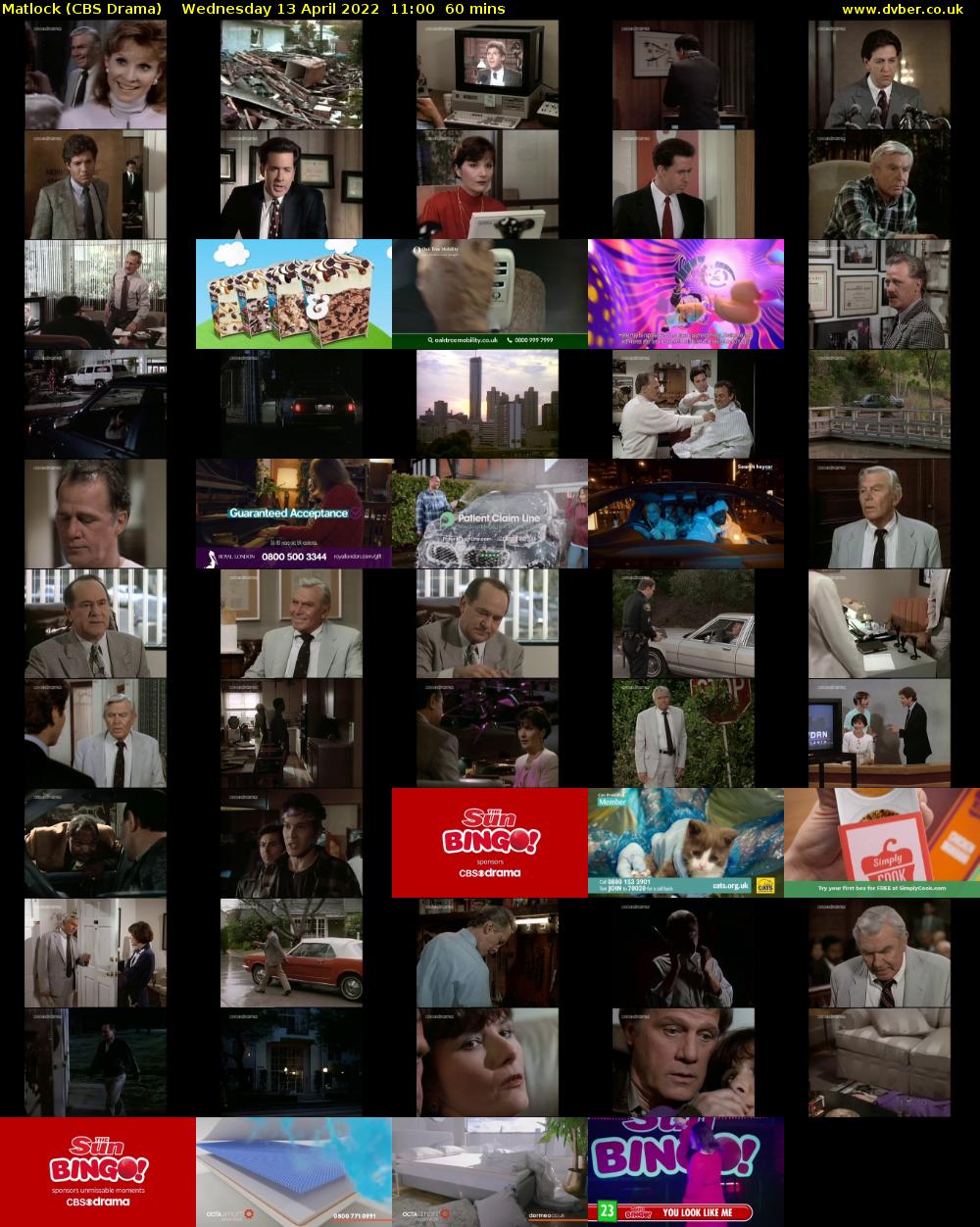 Matlock (CBS Drama) Wednesday 13 April 2022 11:00 - 12:00