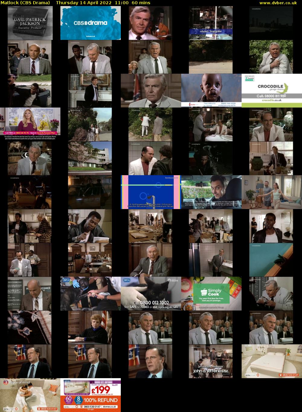 Matlock (CBS Drama) Thursday 14 April 2022 11:00 - 12:00