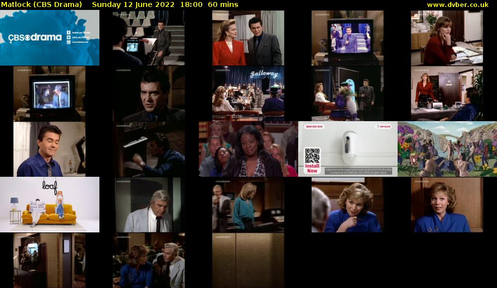 Matlock (CBS Drama) Sunday 12 June 2022 18:00 - 19:00
