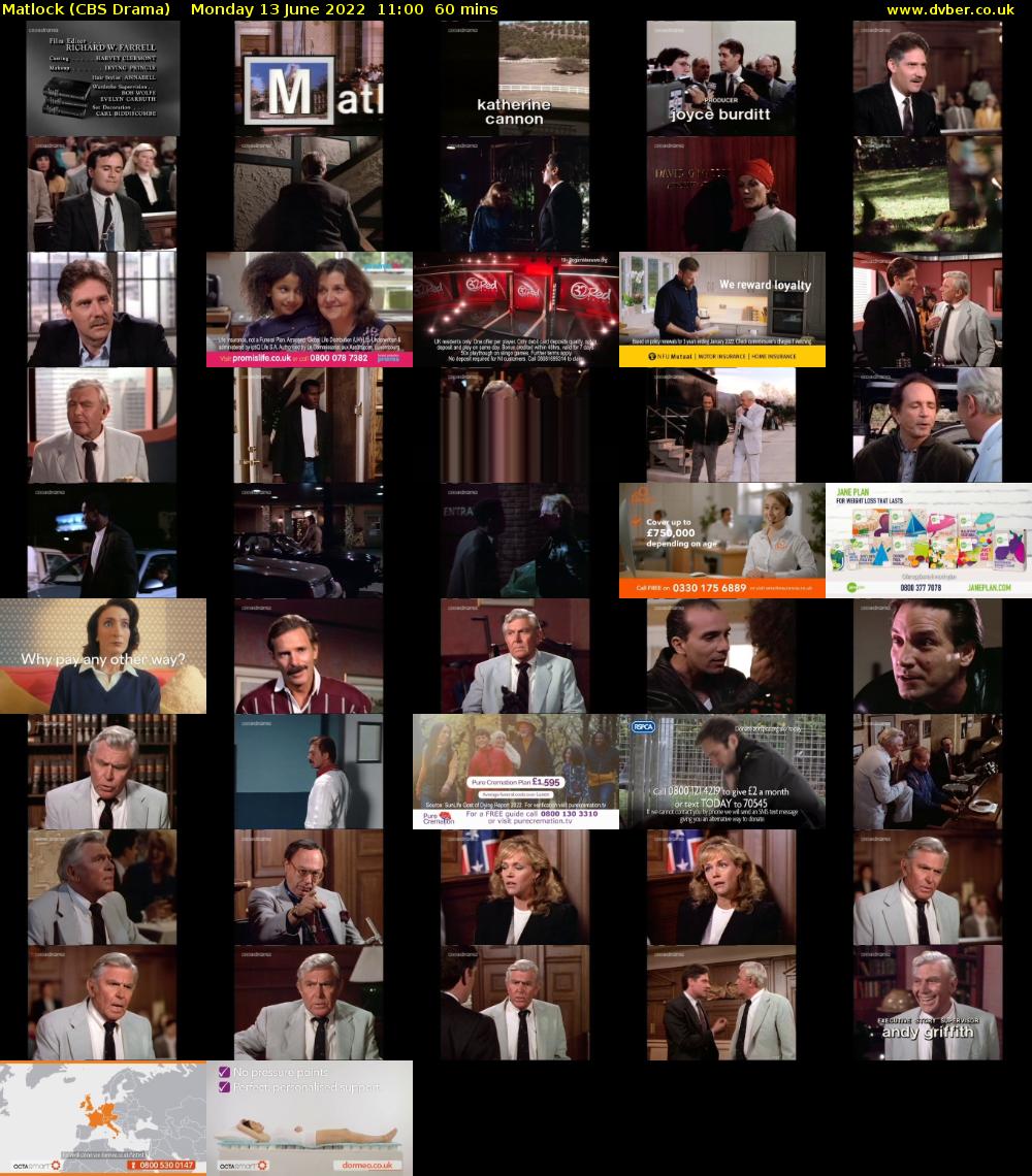 Matlock (CBS Drama) Monday 13 June 2022 11:00 - 12:00