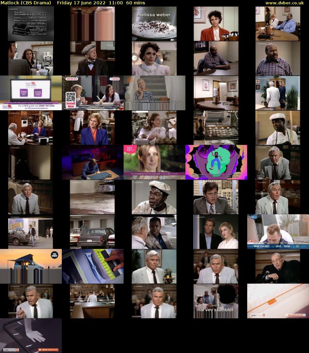 Matlock (CBS Drama) Friday 17 June 2022 11:00 - 12:00