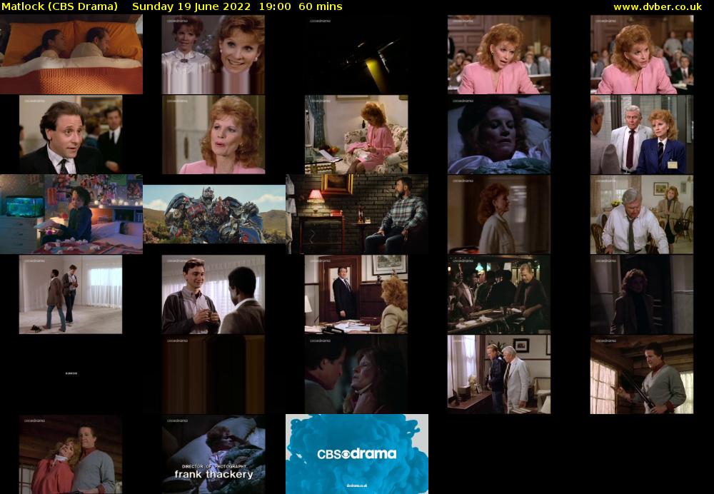 Matlock (CBS Drama) Sunday 19 June 2022 19:00 - 20:00