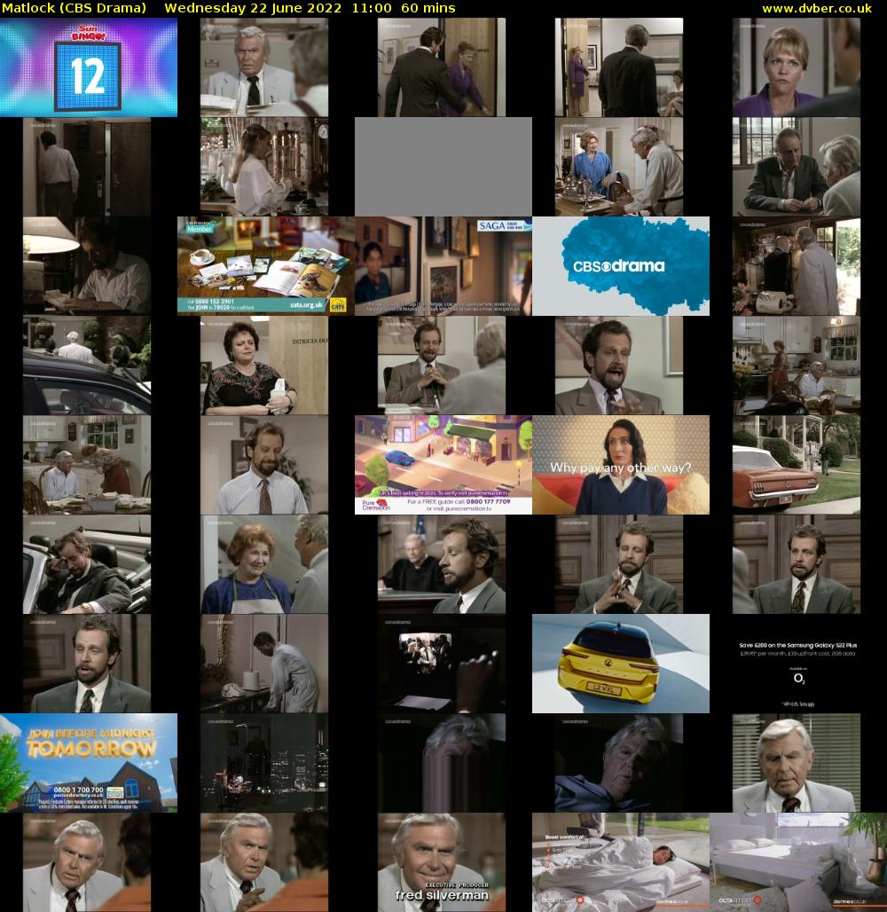 Matlock (CBS Drama) Wednesday 22 June 2022 11:00 - 12:00