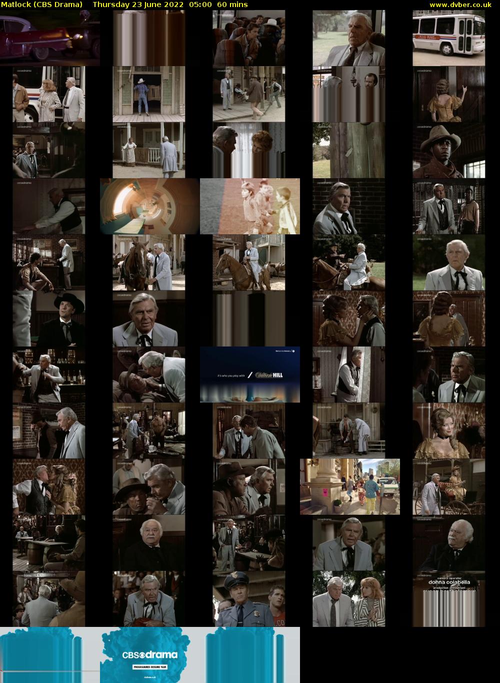 Matlock (CBS Drama) Thursday 23 June 2022 05:00 - 06:00
