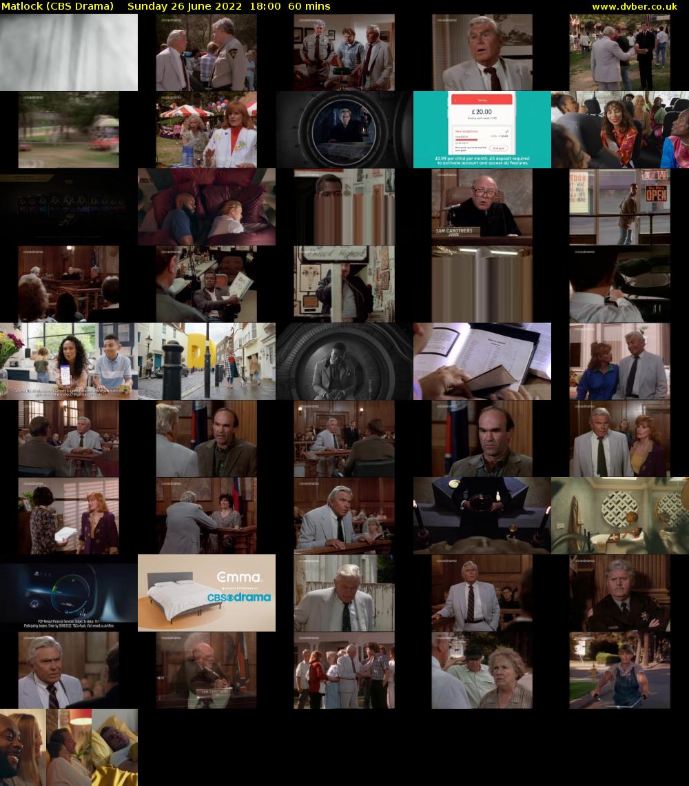 Matlock (CBS Drama) Sunday 26 June 2022 18:00 - 19:00