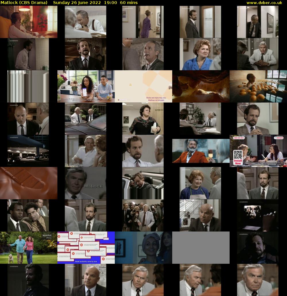 Matlock (CBS Drama) Sunday 26 June 2022 19:00 - 20:00