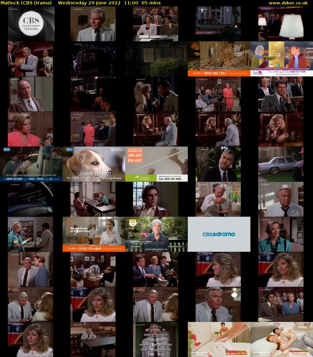Matlock (CBS Drama) Wednesday 29 June 2022 11:00 - 12:05