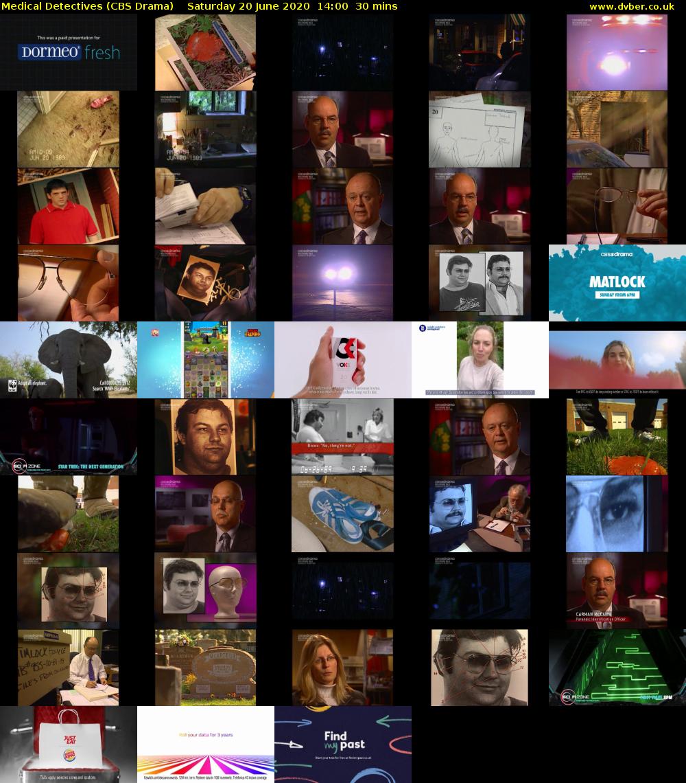 Medical Detectives (CBS Drama) Saturday 20 June 2020 14:00 - 14:30