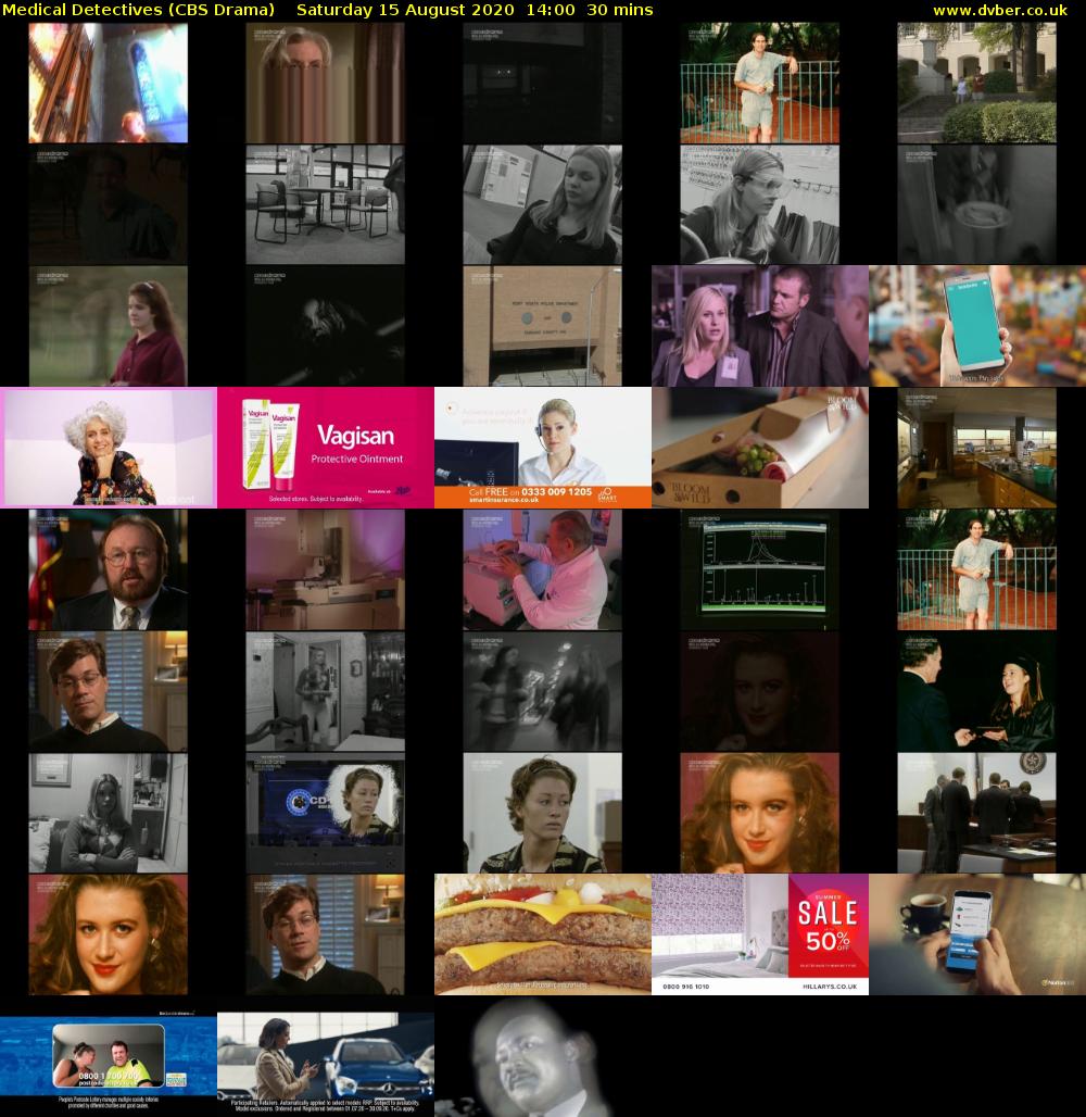 Medical Detectives (CBS Drama) Saturday 15 August 2020 14:00 - 14:30