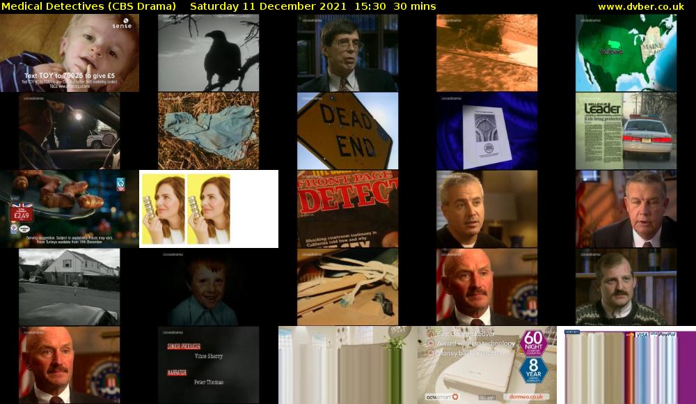 Medical Detectives (CBS Drama) Saturday 11 December 2021 15:30 - 16:00