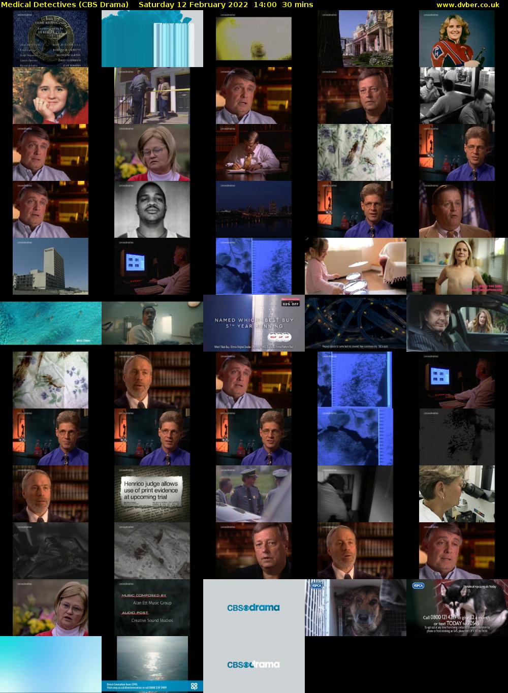 Medical Detectives (CBS Drama) Saturday 12 February 2022 14:00 - 14:30
