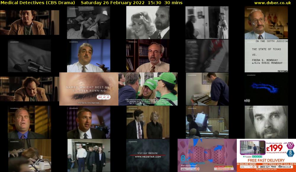 Medical Detectives (CBS Drama) Saturday 26 February 2022 15:30 - 16:00