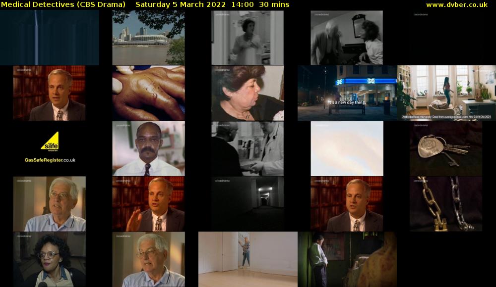 Medical Detectives (CBS Drama) Saturday 5 March 2022 14:00 - 14:30