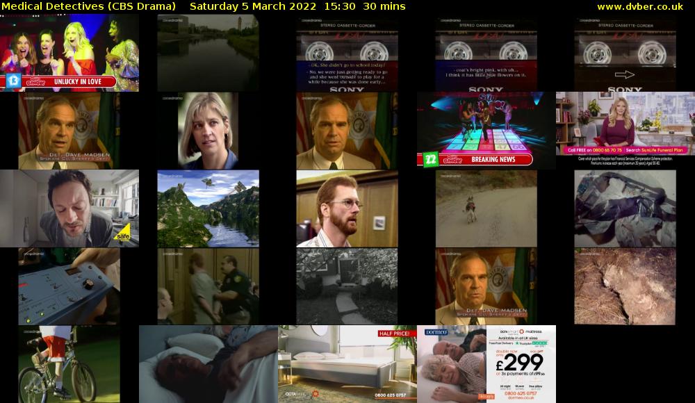Medical Detectives (CBS Drama) Saturday 5 March 2022 15:30 - 16:00