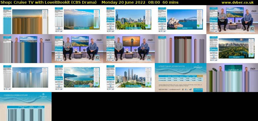 Shop: Cruise TV with Loveitbookit (CBS Drama) Monday 20 June 2022 08:00 - 09:00