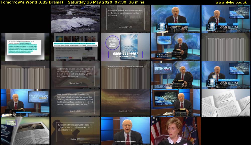 Tomorrow's World (CBS Drama) Saturday 30 May 2020 07:30 - 08:00