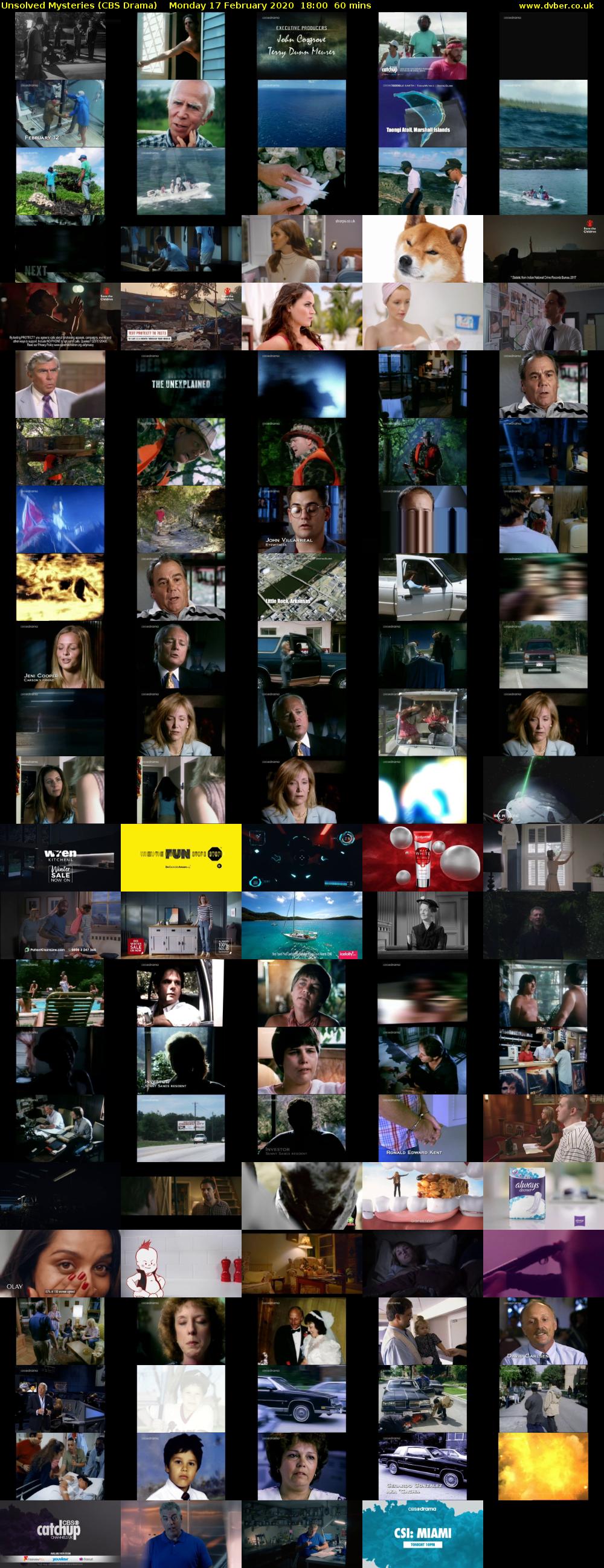 Unsolved Mysteries (CBS Drama) Monday 17 February 2020 18:00 - 19:00