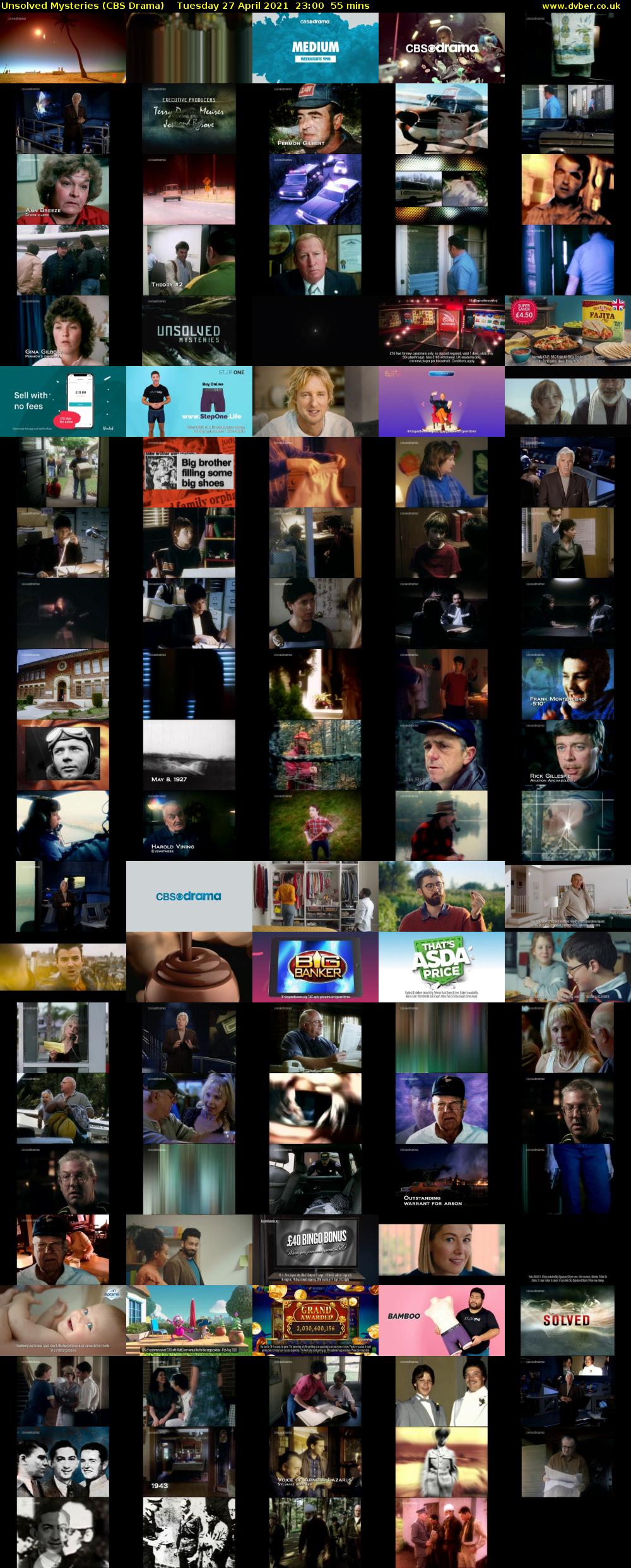 Unsolved Mysteries (CBS Drama) Tuesday 27 April 2021 23:00 - 23:55