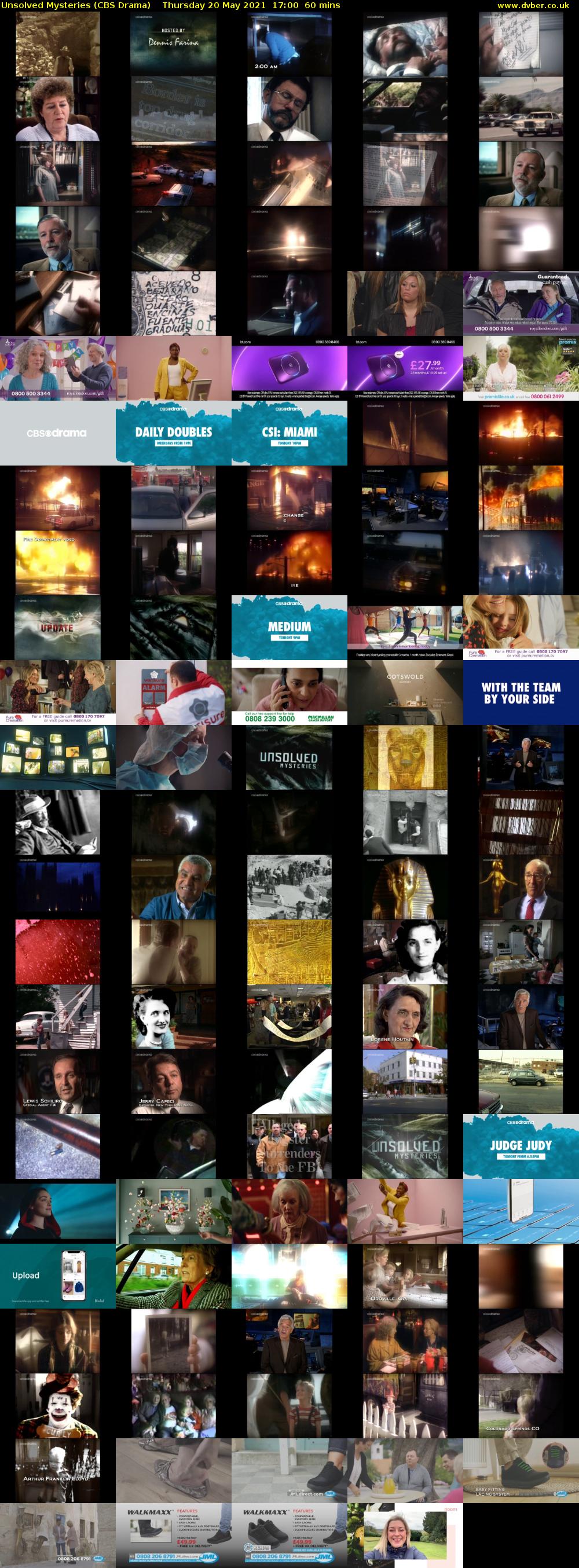 Unsolved Mysteries (CBS Drama) Thursday 20 May 2021 17:00 - 18:00