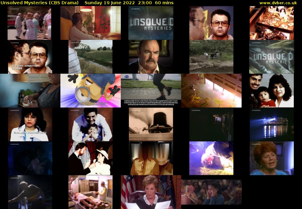 Unsolved Mysteries (CBS Drama) Sunday 19 June 2022 23:00 - 00:00