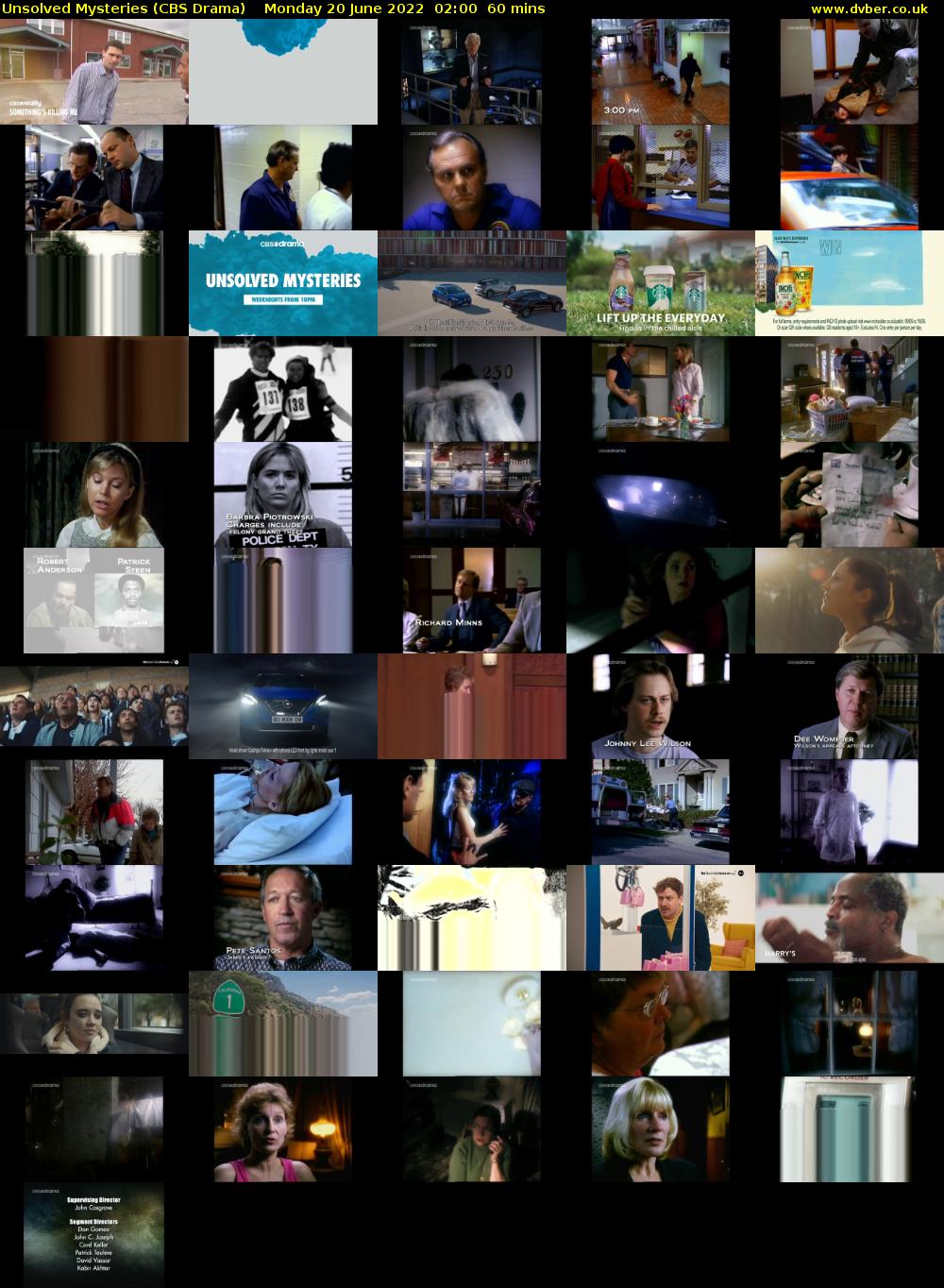 Unsolved Mysteries (CBS Drama) Monday 20 June 2022 02:00 - 03:00