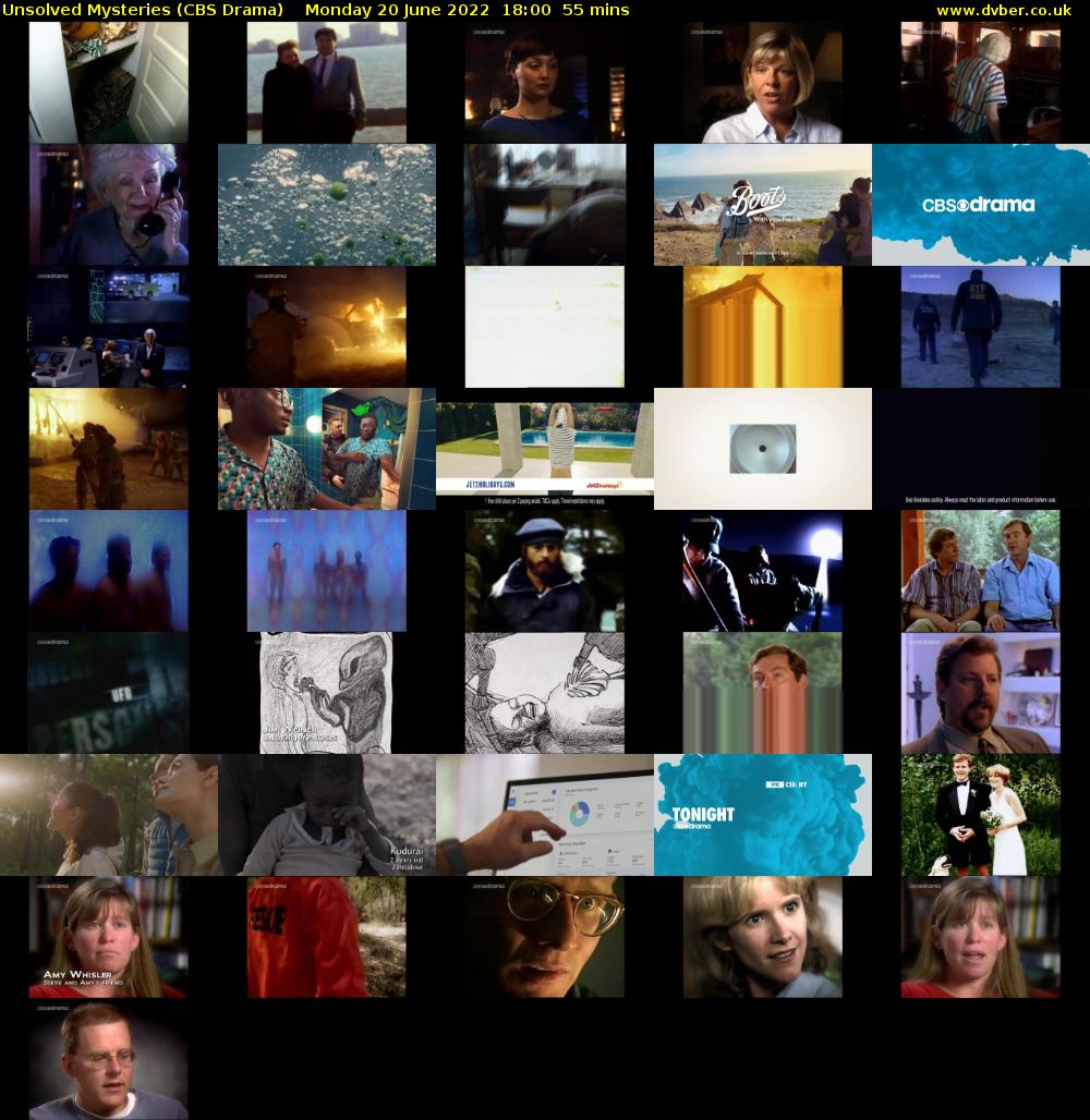 Unsolved Mysteries (CBS Drama) Monday 20 June 2022 18:00 - 18:55