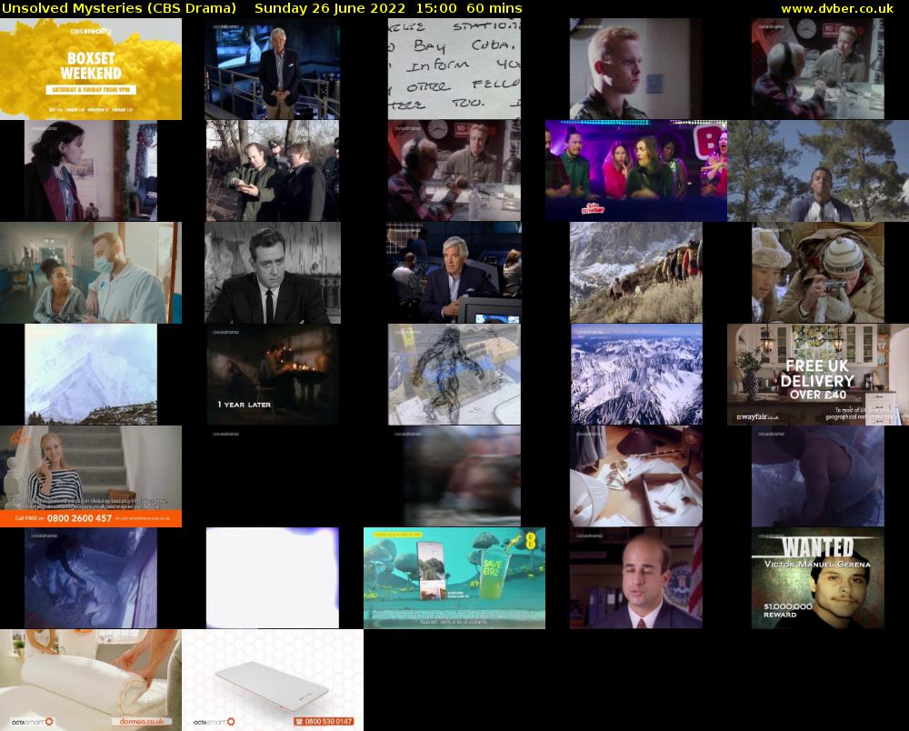 Unsolved Mysteries (CBS Drama) Sunday 26 June 2022 15:00 - 16:00