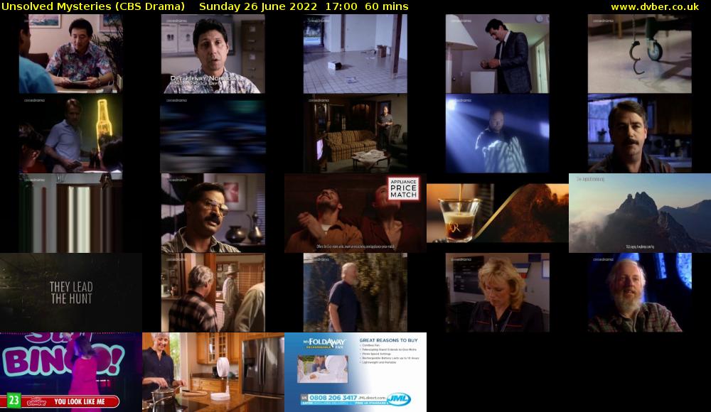 Unsolved Mysteries (CBS Drama) Sunday 26 June 2022 17:00 - 18:00