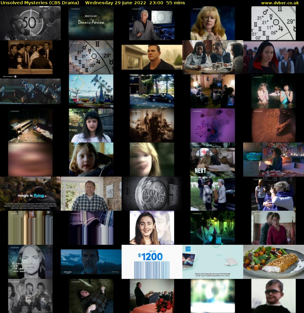 Unsolved Mysteries (CBS Drama) Wednesday 29 June 2022 23:00 - 23:55