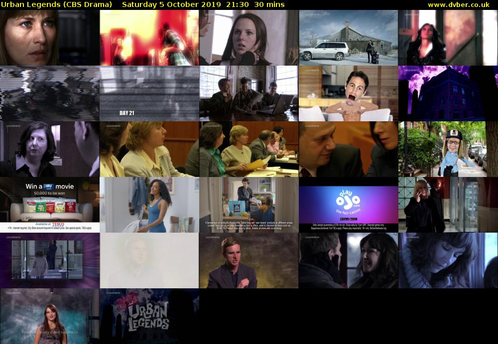 Urban Legends (CBS Drama) Saturday 5 October 2019 21:30 - 22:00